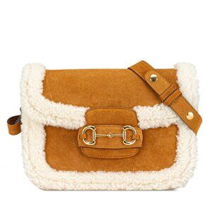 🔥🔥Gucci Horsebit 1955 Shoulder Bag 602204 Suede Mouton